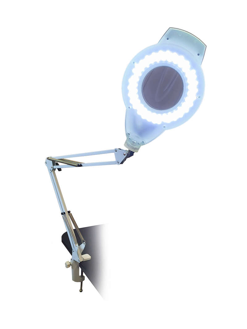 Lampada con Lente a Morsetto Bianca